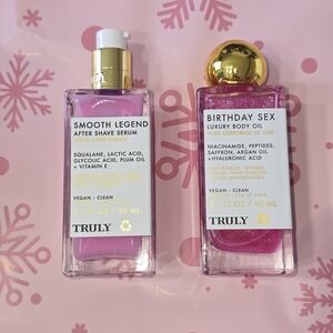 TRULY Pink Birthday Sex Luxury Body Oil And TRULY Smooth Legend Serum NWOB